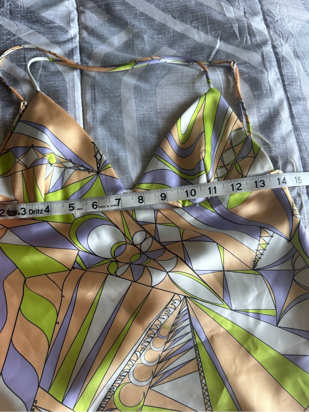 Zara Pastel Abstract Cutout Slip Mini Dress - Blue, Green, Cream - Picture 5 of 10